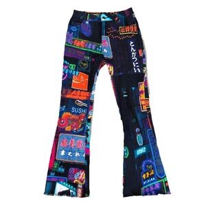 Dolls Kill Midnight City Flared Jeans Size Small Rave Edgy Goth